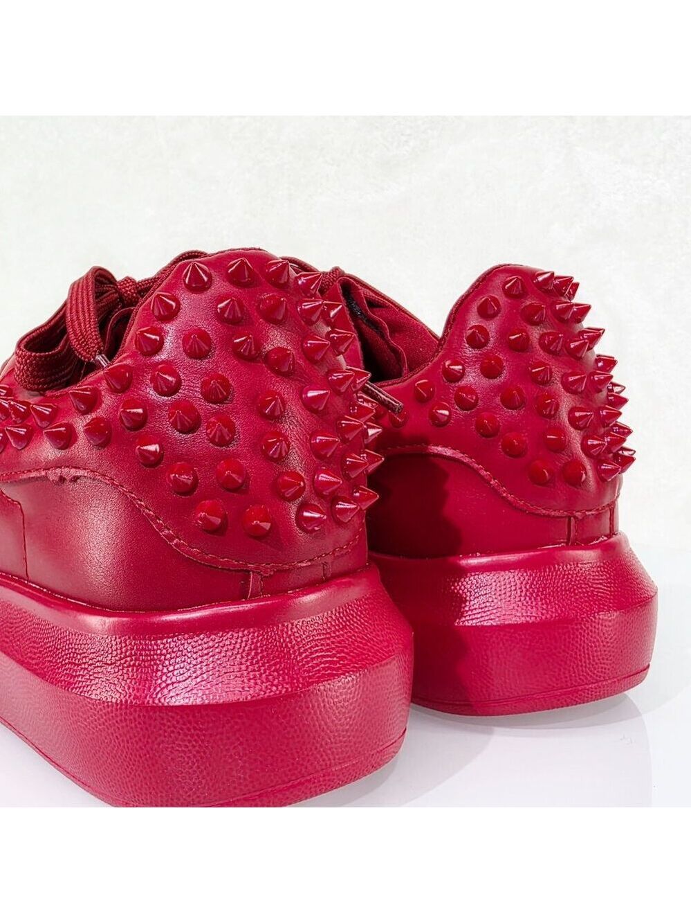 Mens Light Weight Spiked Sneakers Red Prince - Picture 5 of 8